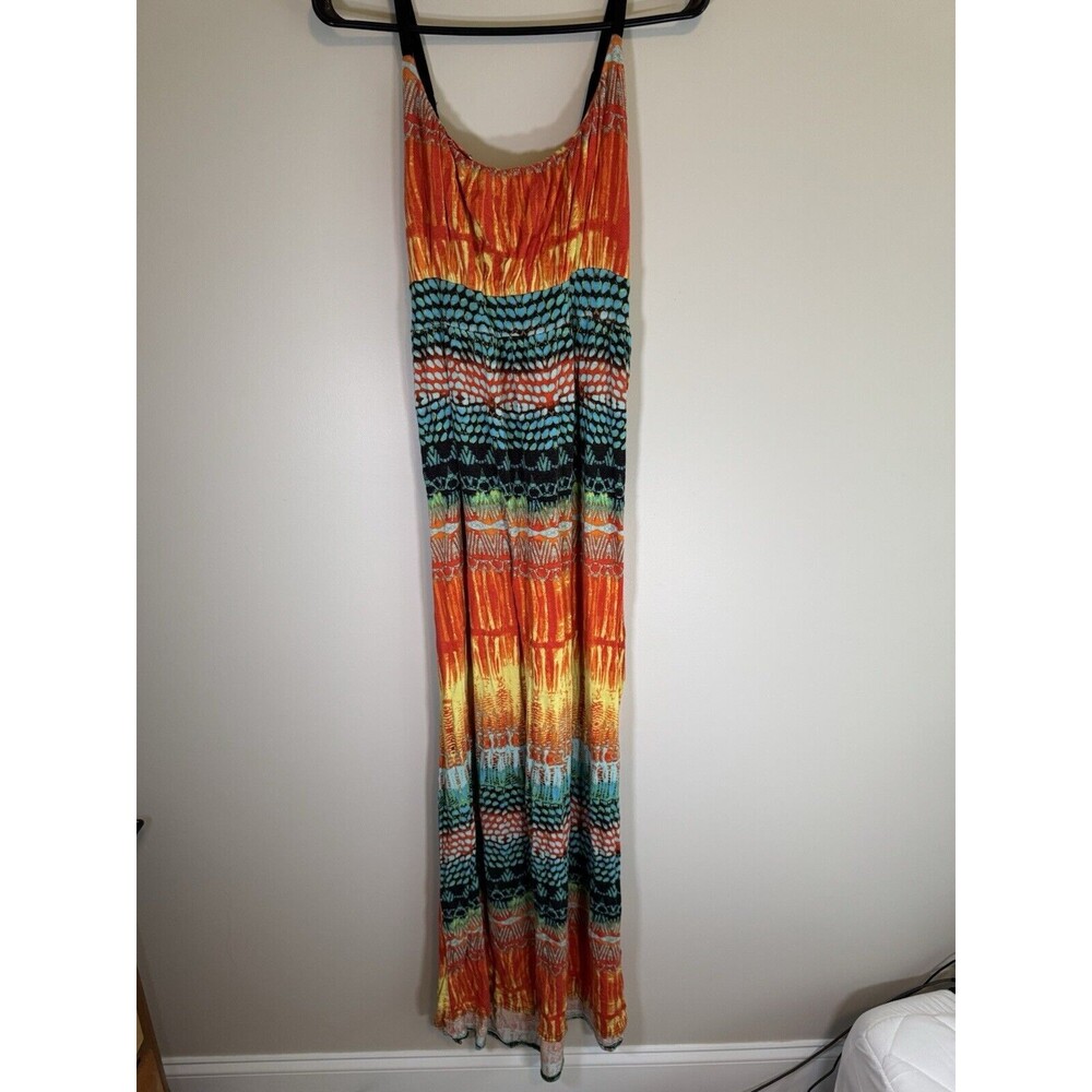 New Directions Maxi Length Multicolor Dress Tie Off In Back Size XL